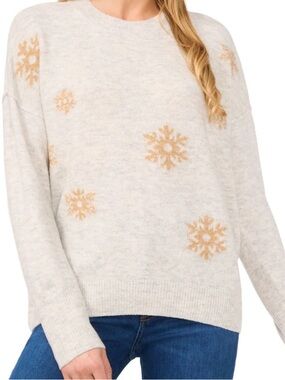 CECE SNOWFLAKE INTARSIA LONG-SLEEVE SWEATER MSRP $79 Size Medium